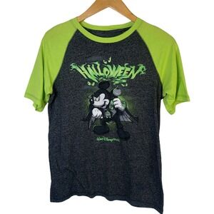 RARE Disney Parks Mickey Mouse Vampire Halloween Glow In Dark Tshirt Kid's XL